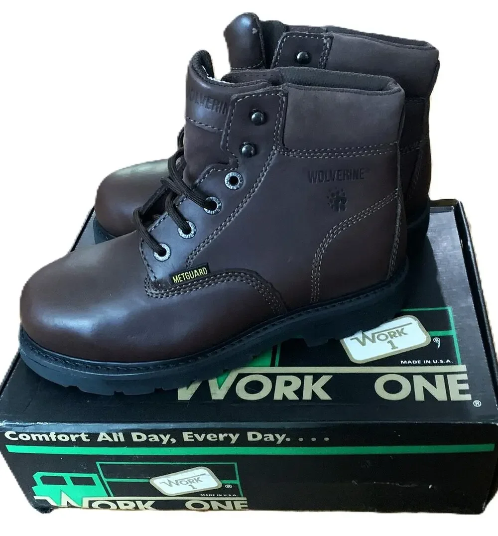 Wolverine Carlsbad Cap Steel Toe Leather Work Boots Size 8.5 Brown